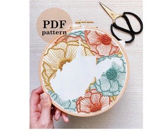 West Virginia Floral State Hand Embroidery Pattern / Digital PDF Download / Instant Download Floral Hand Embroidery /Detailed DIY Hoop Art