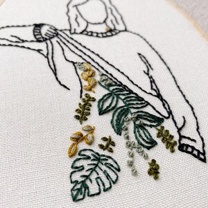 Plant Lady Hand Embroidery Pattern / Easy Digital PDF Download / Instant Download Botanical Hand Embroidery / Beginner Hoop Art DIY Colorful image 2