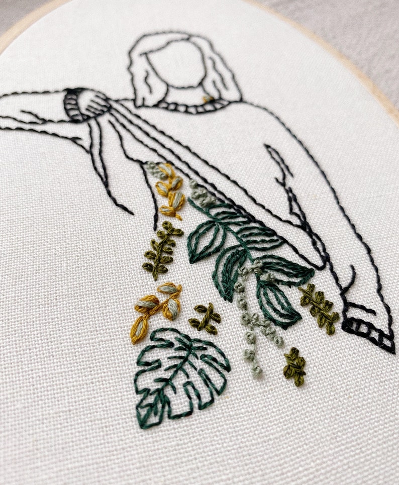Plant Lady Hand Embroidery Pattern / Easy Digital PDF Download / Instant Download Botanical Hand Embroidery / Beginner Hoop Art DIY Colorful image 2