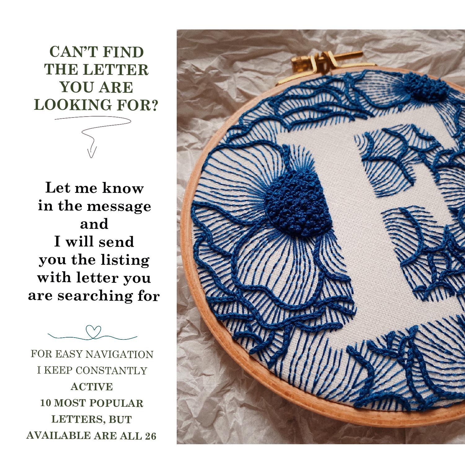 Floral Letter R Hand Embroidery Pattern: DIY Monogram Hoop Art With ...