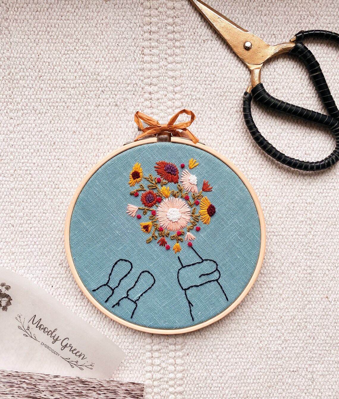 Flower Bouquet Hand Embroidery Hoop / Modern Hand Embroidery Etsy