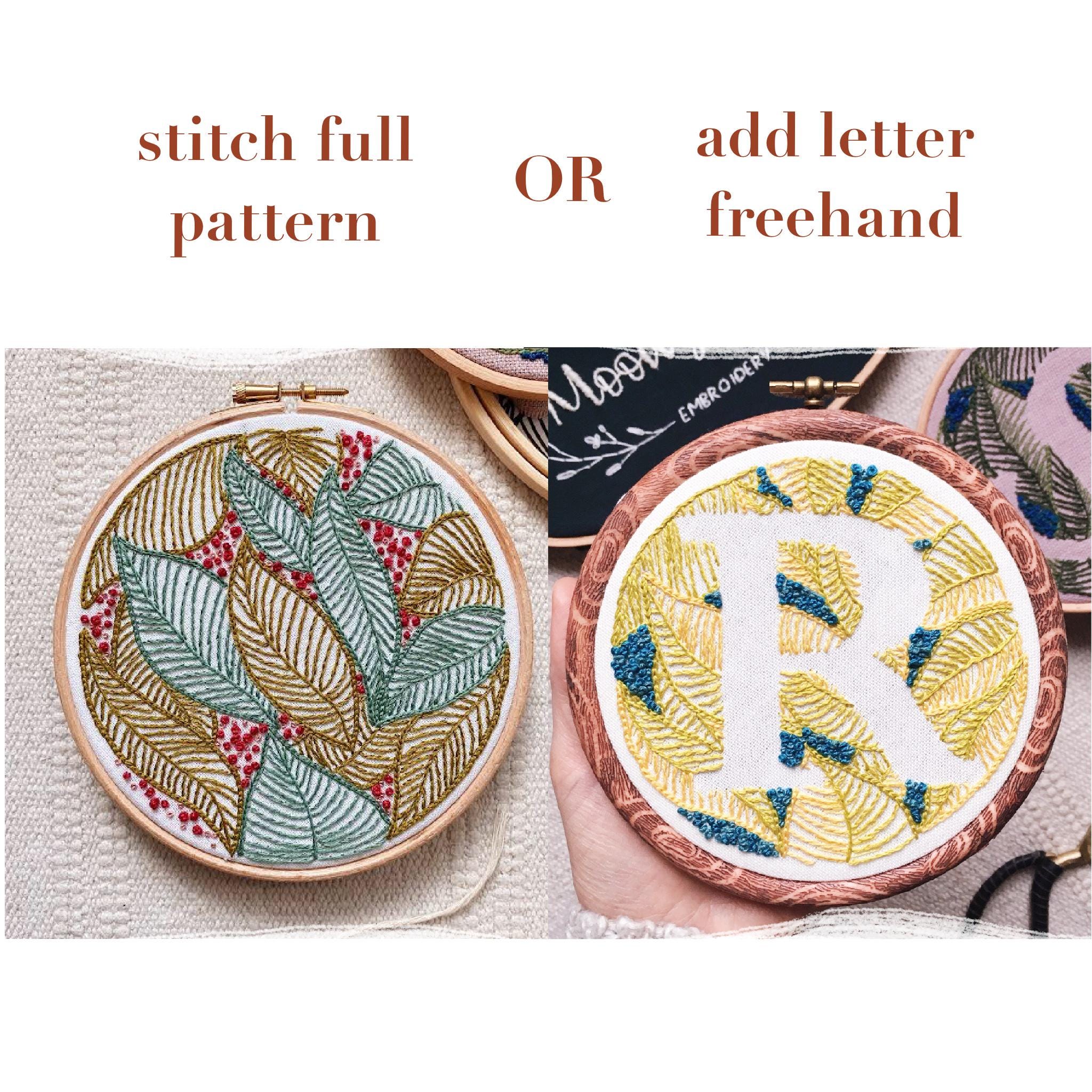 Botanical Leaves Hand Embroidery Pattern: Beginner DIY Hoop Art (PDF ...
