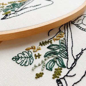 Plant Lady Hand Embroidery Pattern / Easy Digital PDF Download / Instant Download Botanical Hand Embroidery / Beginner Hoop Art DIY Colorful image 3