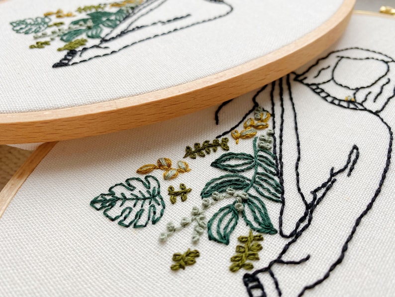 Plant Lady Hand Embroidery Pattern / Easy Digital PDF Download / Instant Download Botanical Hand Embroidery / Beginner Hoop Art DIY Colorful image 3