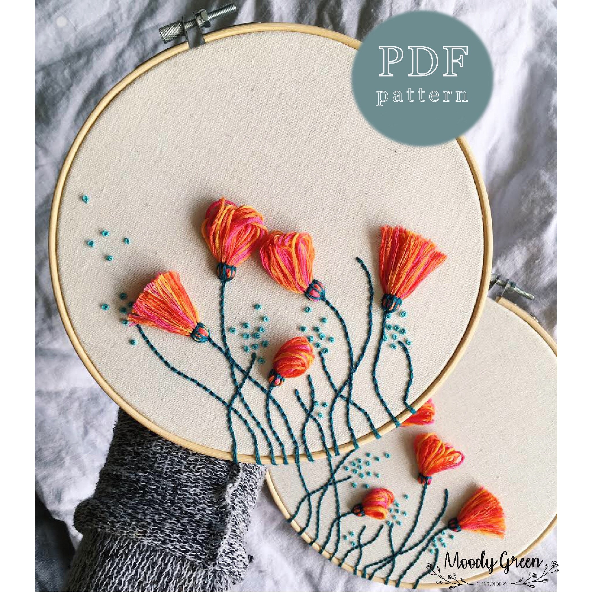Spring Flowers Embroidery Pattern: Easy Hand Stitch DIY Hoop Art (PDF ...