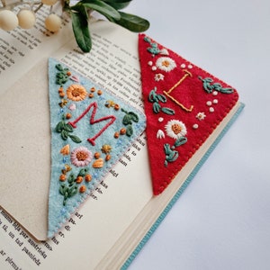 Embroidered Corner Bookmark PDF Pattern: Personalized Letter, Floral ...