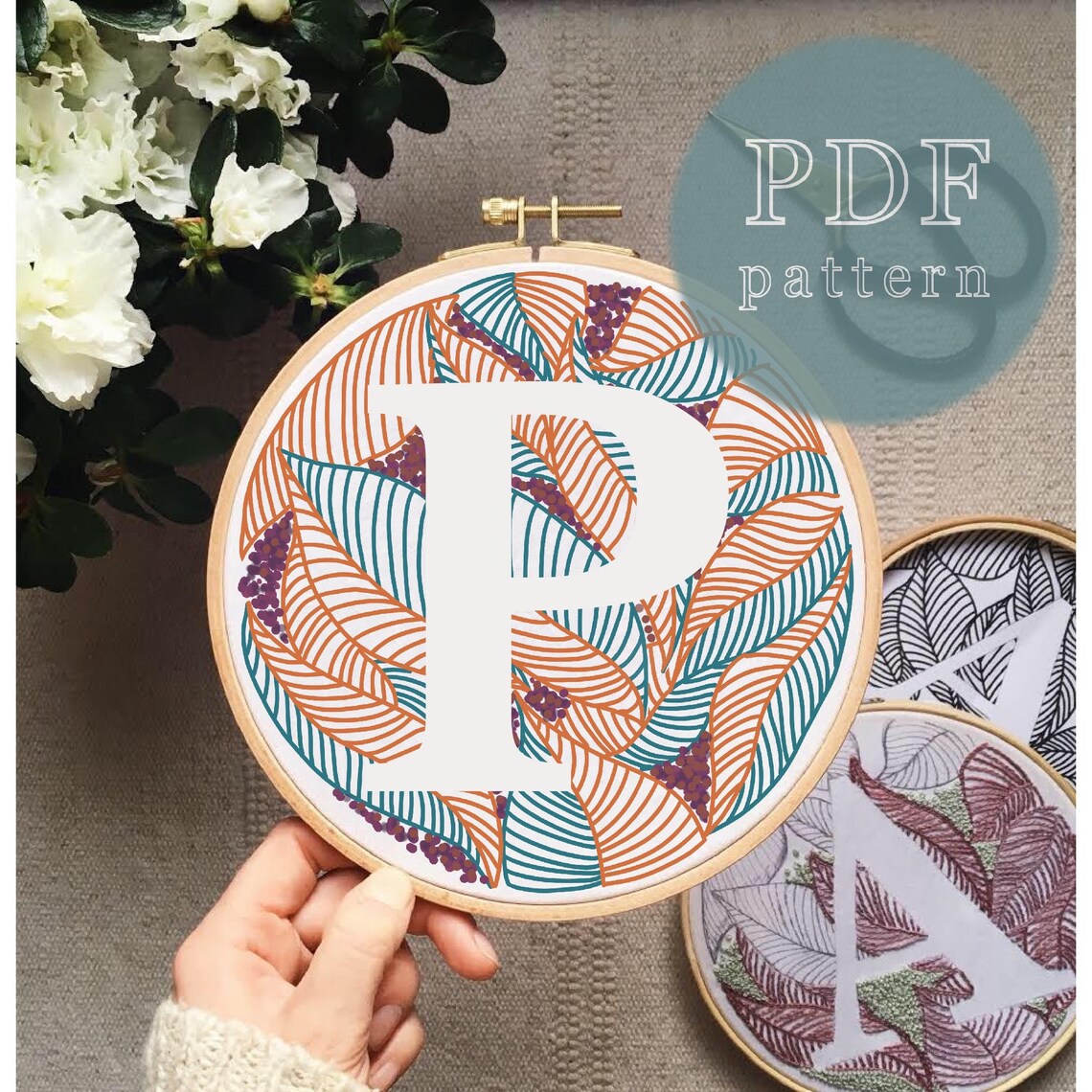 Botanical Letter P Hand Embroidery Pattern / Etsy
