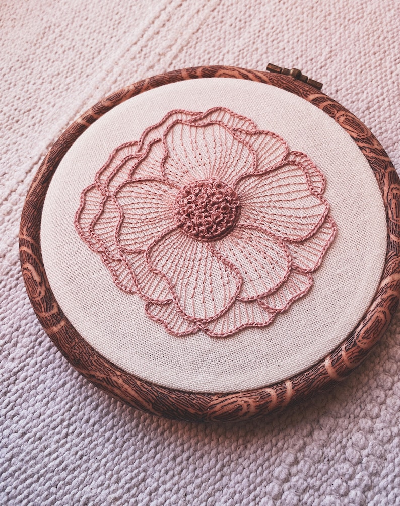 Blooming Flower Hand Embroidery Pattern Digital PDF Download Instant Download Easy Hand Embroidery Pattern Flower Beginner DIY Hoop Art