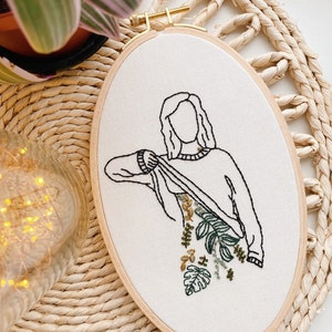 Plant Lady Hand Embroidery Pattern / Easy Digital PDF Download / Instant Download Botanical Hand Embroidery / Beginner Hoop Art DIY Colorful image 5