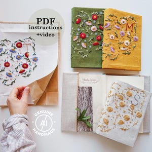 Capa de livro dobrável personalizada: padrão em PDF para bordado floral à mão