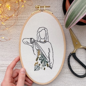 Plant Lady Hand Embroidery Pattern / Easy Digital PDF Download / Instant Download Botanical Hand Embroidery / Beginner Hoop Art DIY Colorful image 4