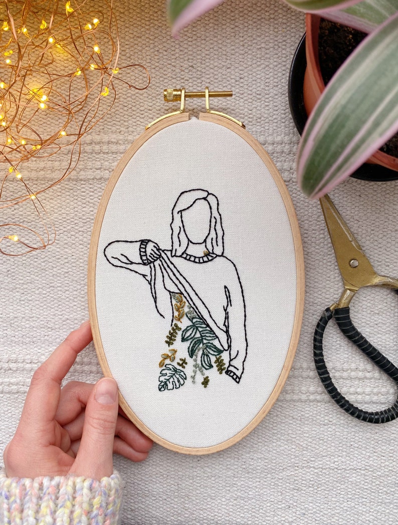 Plant Lady Hand Embroidery Pattern / Easy Digital PDF Download / Instant Download Botanical Hand Embroidery / Beginner Hoop Art DIY Colorful image 4