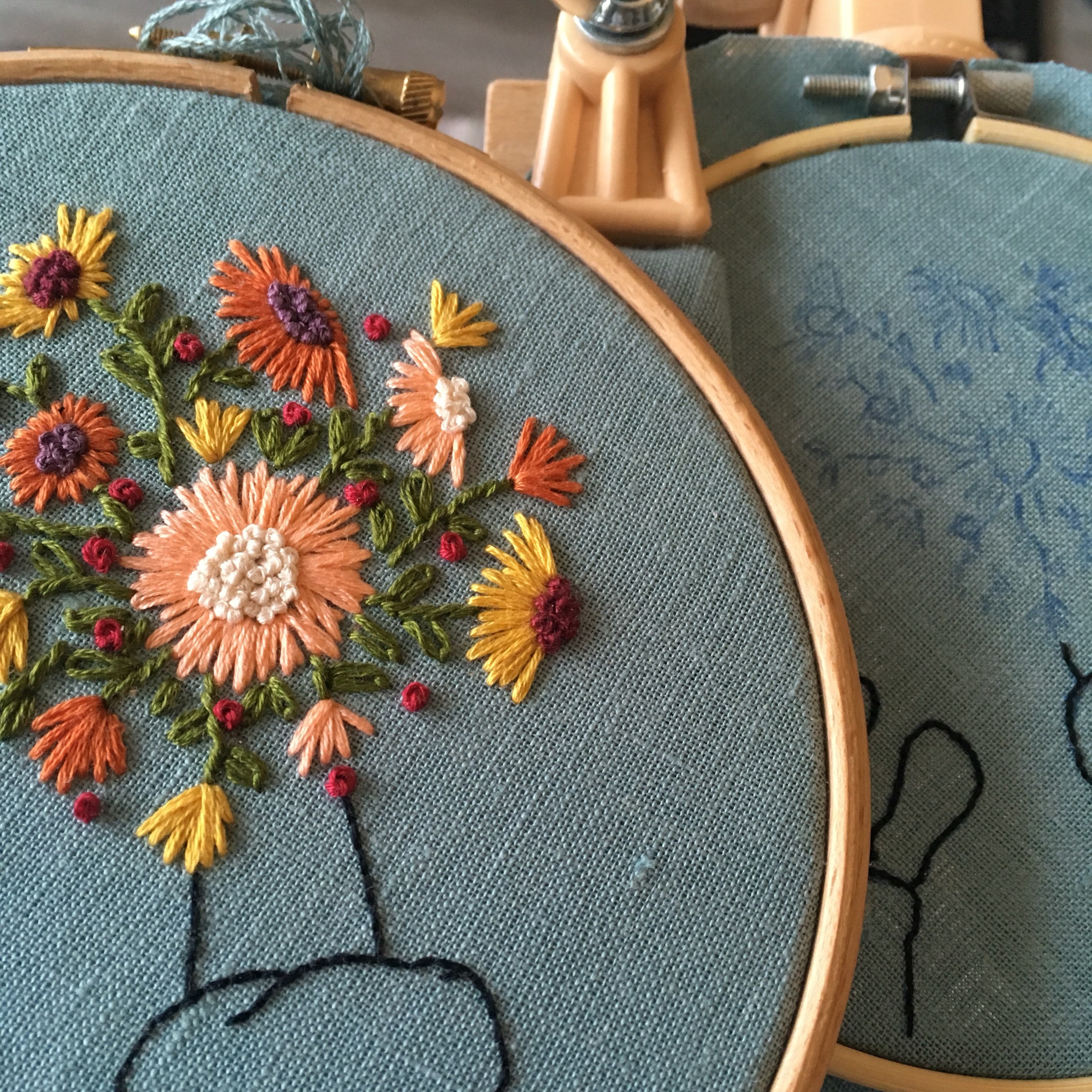 Flower Bouquet Hand Embroidery Hoop / Modern Hand Embroidery Etsy
