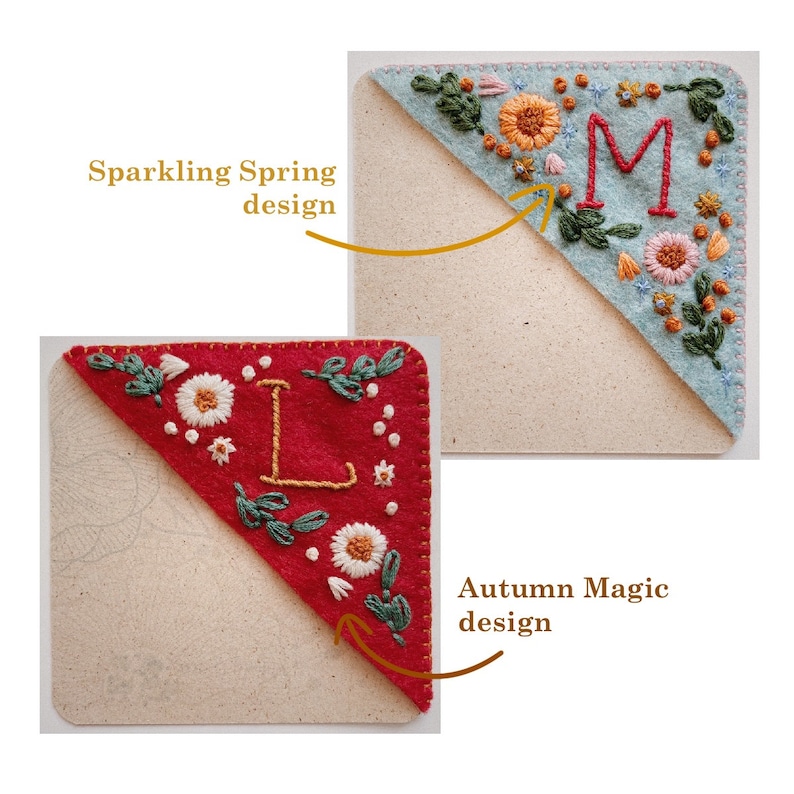 Embroidered Corner Bookmark PDF Pattern: Personalized Letter, Floral ...