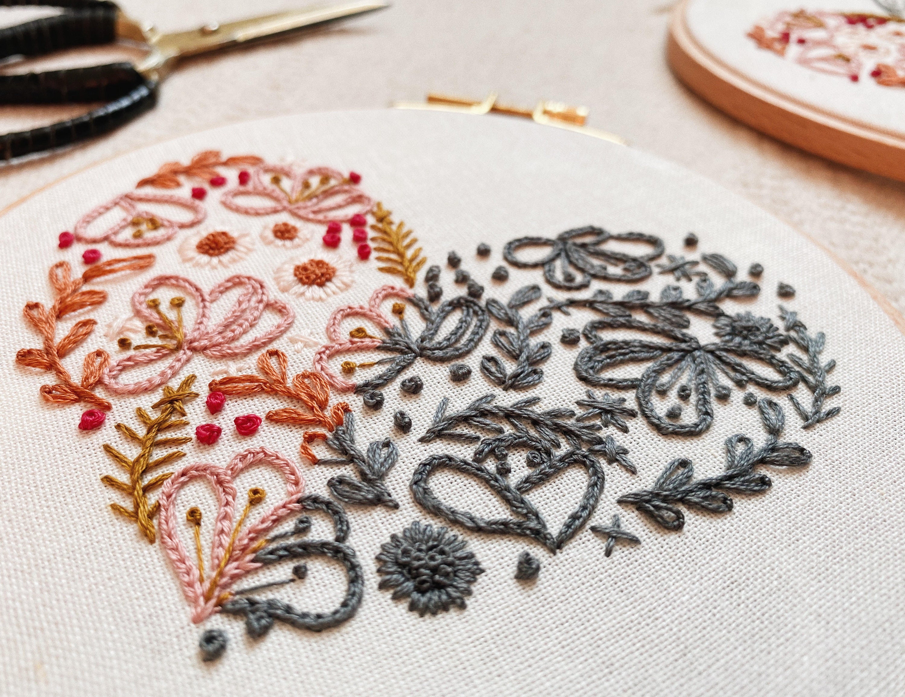 Floral Heart Hand Embroidery Pattern: Beginner DIY (digital PDF ...