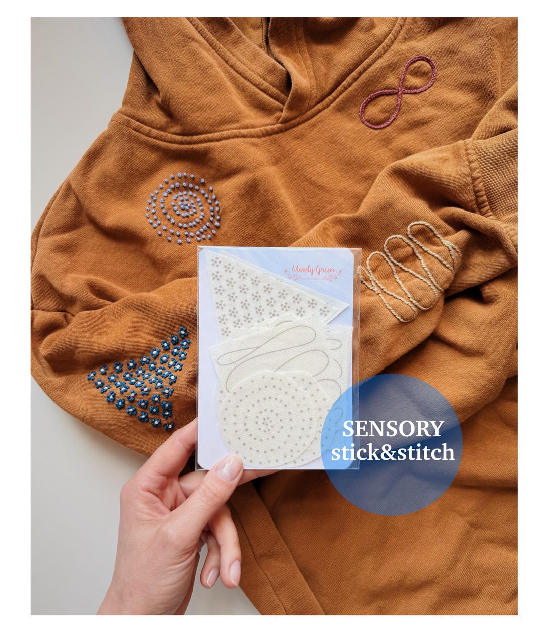 Sensoru Hand Print Sensory Hand Embroidery: DIY Tactile Design Stick and Stitch Set, 12 ...