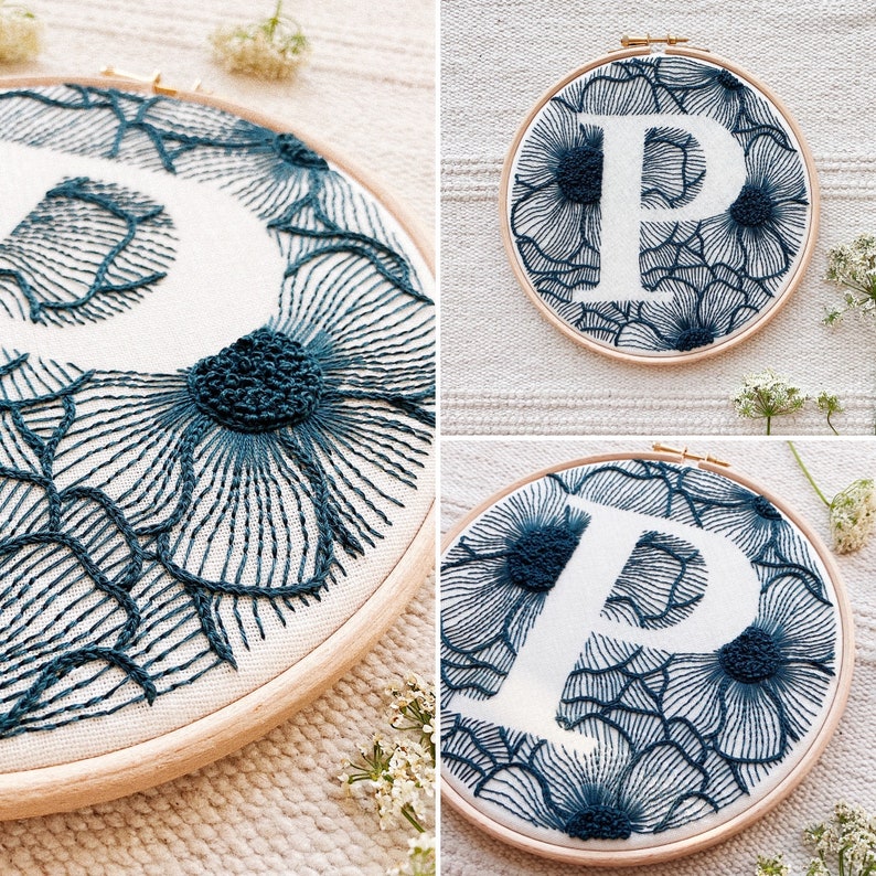 Buy floral letter p hand embroidery pattern  digital online in india