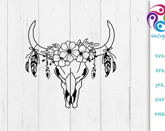 Download Floral Cow Skull Svg Etsy