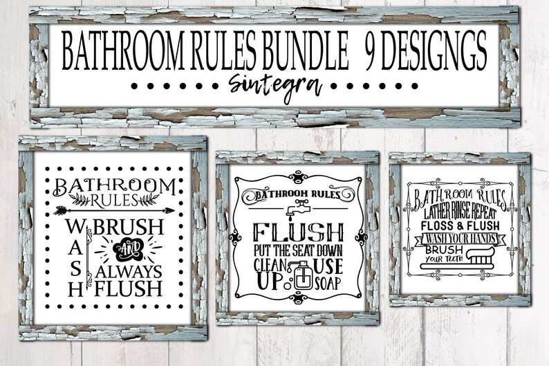Bathroom Rules Quotes Bundle Svg File Bathroom Rules Sign Etsy