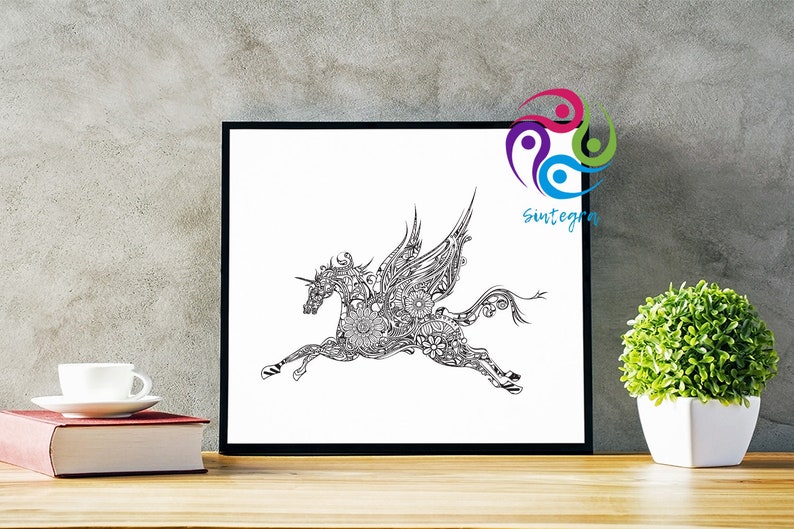Download Gorgeous Zentangle Unicorn Svg Cut File Unicorn Vector | Etsy