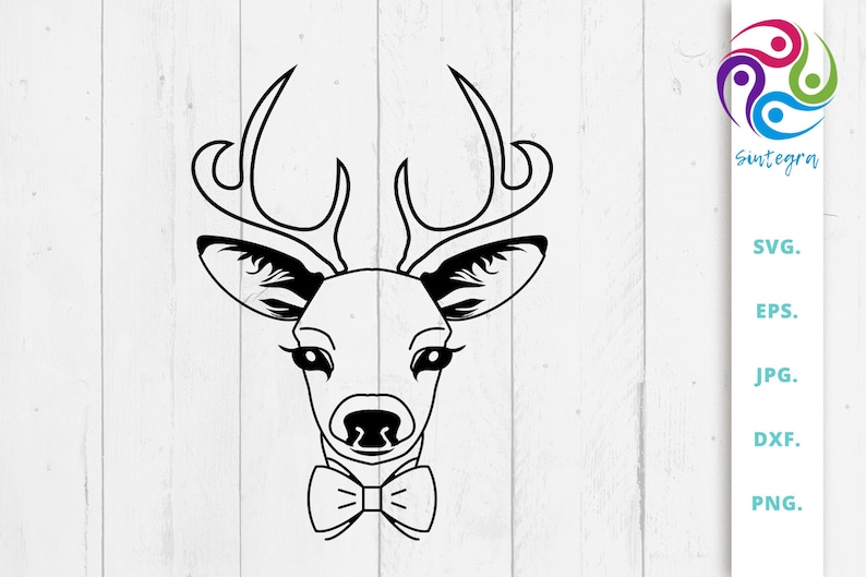 Adorable Deer Dxf Gorgeous Deer With Bowtie svg Cute Deer With Bowtie Deer With Bowtie svg Cute Antlers Deer With Bowtie Svg File