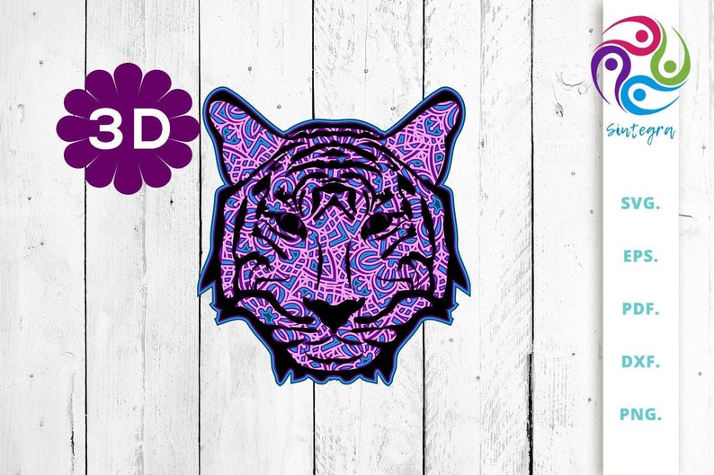 Download 3D multi layer Tiger Head out Of Mandala Cut File Mandala ...