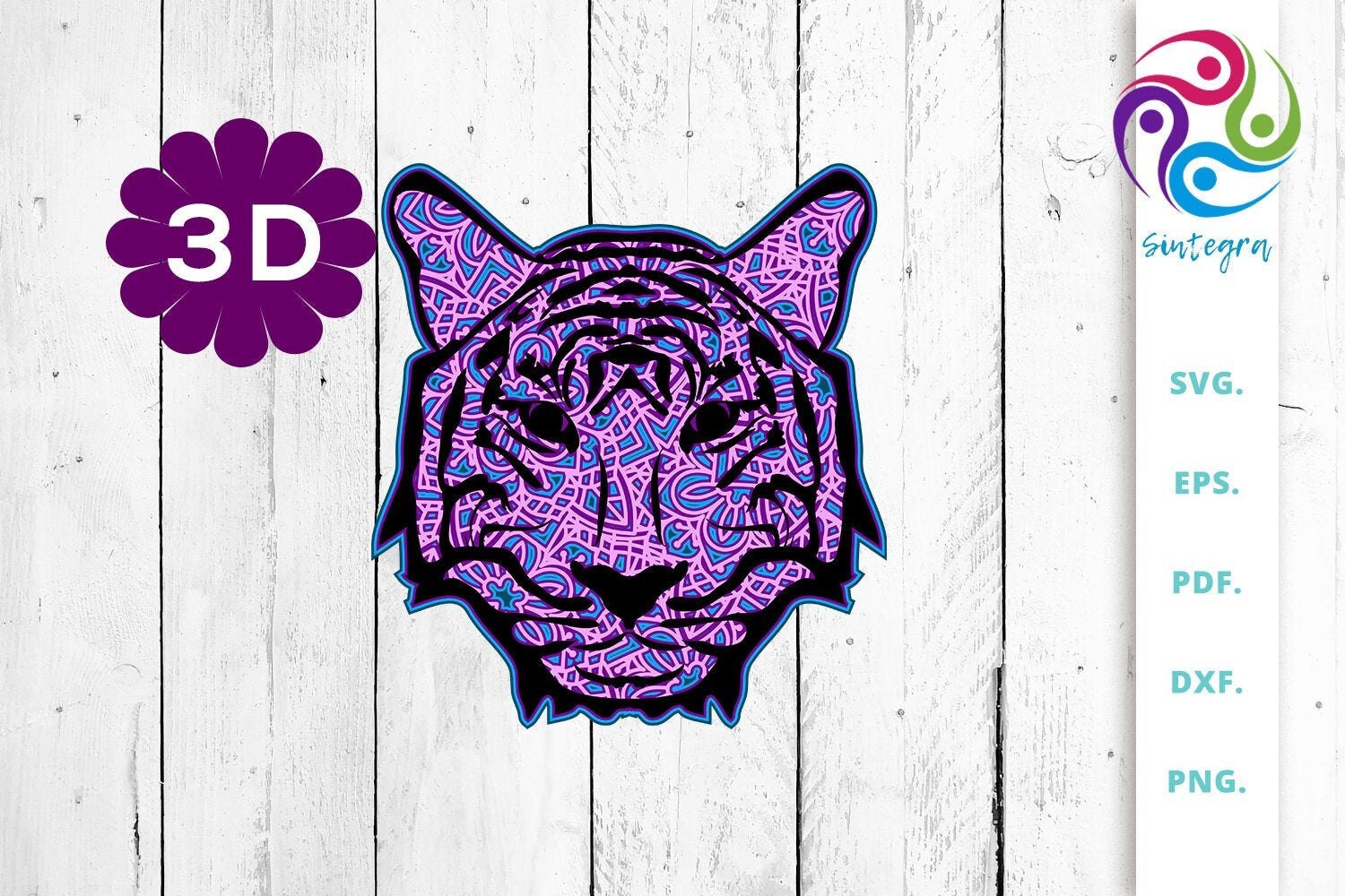 Download 3d Multi Layer Tiger Head Out Of Mandala Cut File Mandala Etsy