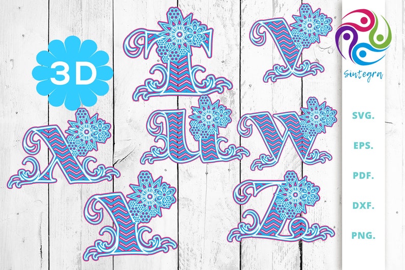 Download 3D Multilayer Floral Chevron Alphabet A to Z SVG Cut File | Etsy