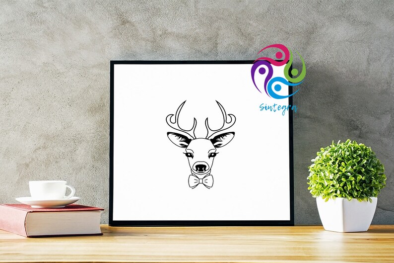Adorable Deer Dxf Gorgeous Deer With Bowtie svg Cute Deer With Bowtie Deer With Bowtie svg Cute Antlers Deer With Bowtie Svg File