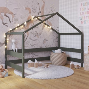YappyHytte Montessori Kinder Spielhaus Holz - Indoor Spielhaus, Kinder Spielmöbel, GRÜN