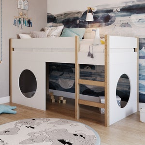 YappyGrott half-high children bed with play area, White