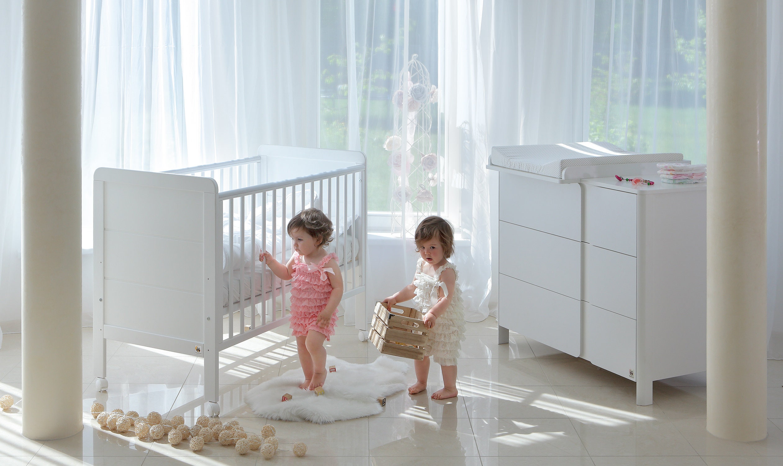 YappyStar Baby Cot 120x60cm White