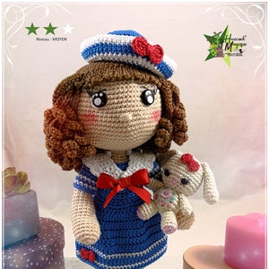 Tutorial, pattern, crochet pattern, amigurumi: Marine doll and comforter
