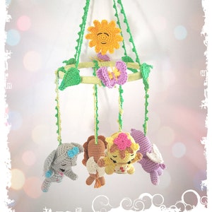 Tutorial, pattern, crochet pattern, amigurumi, bedroom decoration: The jungle mobile
