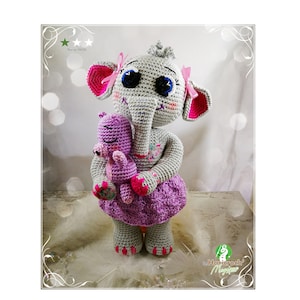 Tutorial/pattern/crochet pattern, amigurumi: Garance the elephant and her hippo comforter