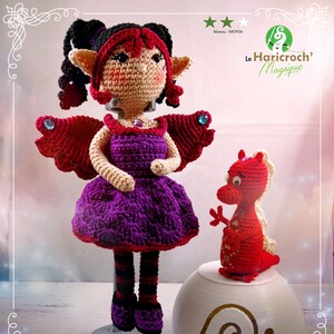 Häkelanleitung/Muster/Muster, Amigurumi: Lorelei die Elfenhexe und ihr Dino
