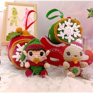 Tutorial, pattern, crochet model: Elf and Gingerbread surprise Christmas balls