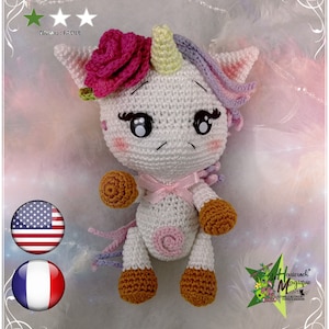Crochet pattern, amigurumi pattern, amigurumi doll : Noélie the Unicorn