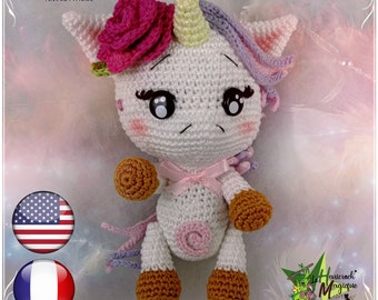 Tutorial, patrón, modelo de crochet, amigurumi: Noélie la unicornio