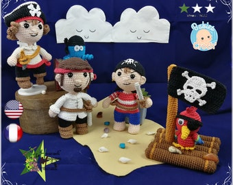 Crochet pattern, amigurumi pattern, amigurumi doll : Pack of 2 tutoriels, the babies croch' pirates