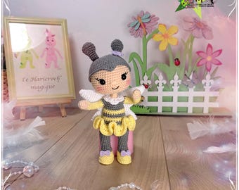 Tutorial, pattern, crochet model, amigurumi: Masha the Bee Lady