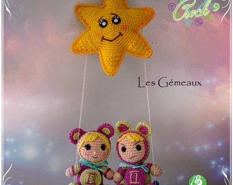 Crochet tutorial, pattern, pattern, amigurumi: Astro Croch Gemini