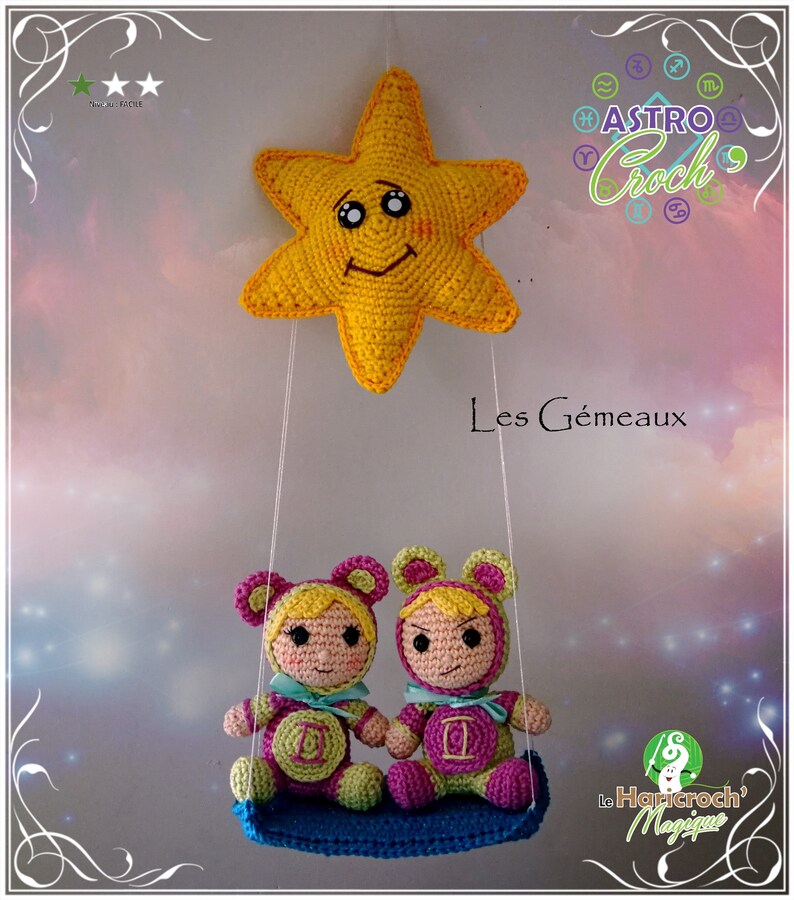 Crochet tutorial, pattern, pattern, amigurumi: Astro Croch Gemini image 1