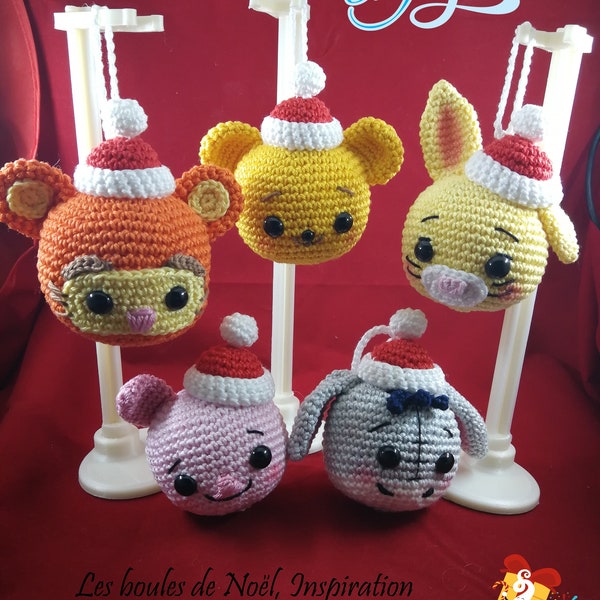 Tutoriel au crochet /patron/ modèle/décorations de Noël, amigurumi : les boules de noël "inspiration" Winnie l'ourson