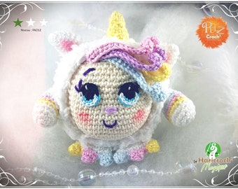 Tutorial, pattern, crochet model, amigurumi: Pelz Croch' Rosy the Unicorn