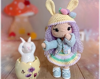 Tutorial, pattern, crochet model, amigurumi: Annie the Easter doll.