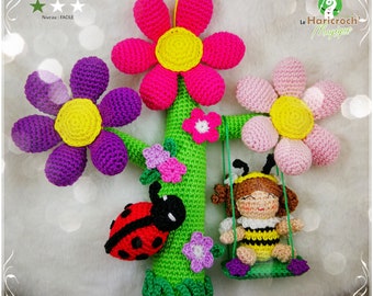 Tutoriel au crochet, patron, modèle, amigurumis : Suspension " Un été avec Beesby"