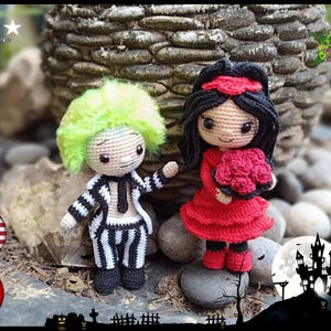 Tutorial, pattern, crochet model, amigurumi: Beetlejuice and Lydia