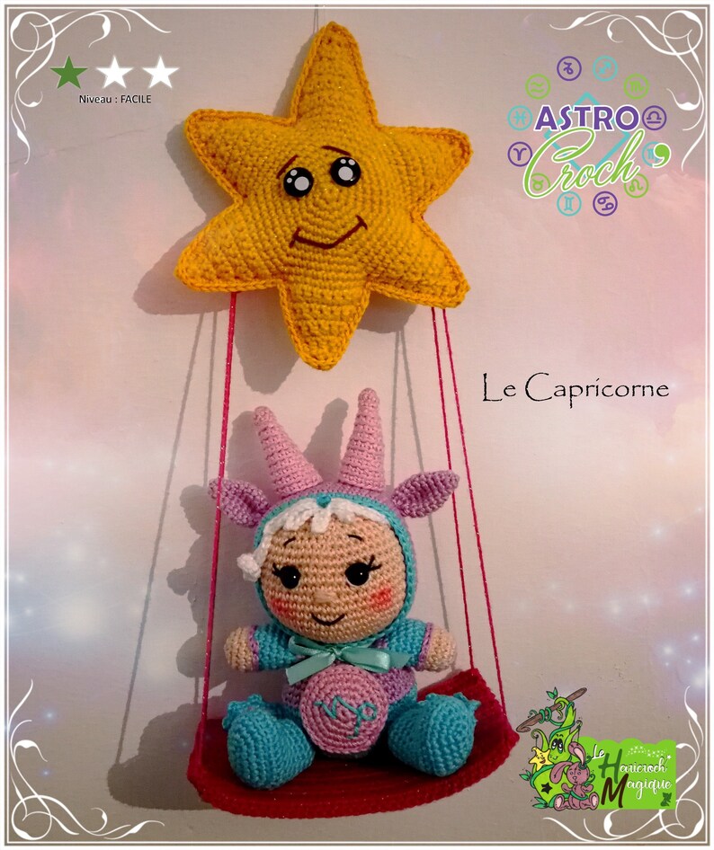 Tutorial, patroon, haakmodel, amigurumi: astrologisch teken, Astro Croch' Steenbok afbeelding 1