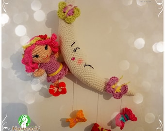 Tutorial/patrón/modelo/amigurumi de crochet: La Luna Mariposa y el Hada Mistra